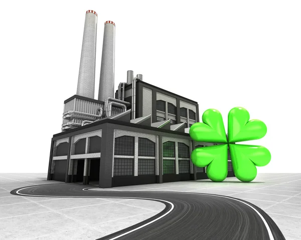 Cloverleaf happiness with factory supply road concept — Stock Photo, Image