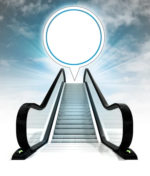 Bulle vide au-dessus de l'escalator menant au concept de ciel — Photo