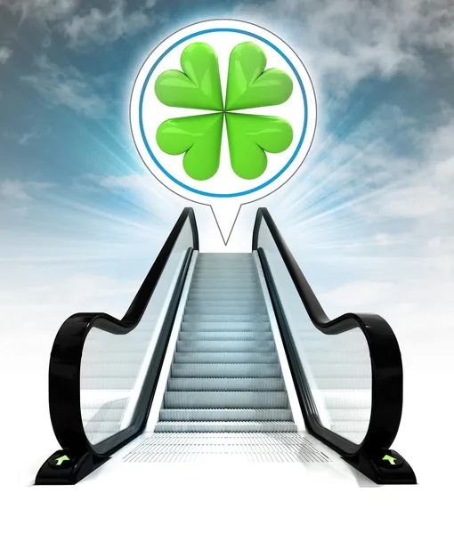 In bubble above escalator leading to sky concept — Stock Photo, Image