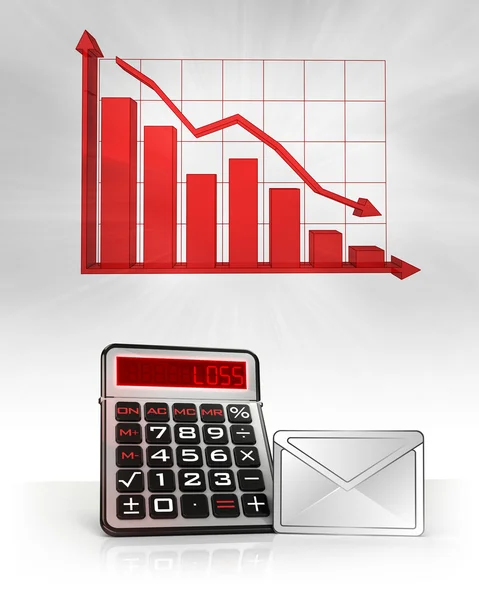 E-posta iletisiyle olumsuz iş hesaplamalar ve grafik — Stok fotoğraf