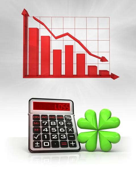 Happiness icon with negative business calculations and graph — Stock Photo, Image