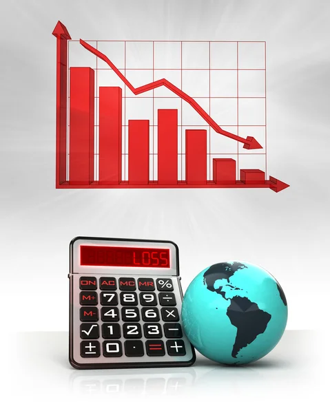 Globe d'Amérique avec calculs commerciaux négatifs et graphique — Photo