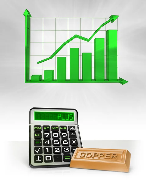 Mercancía de cobre con cálculos de negocio positivos con gráfico —  Fotos de Stock