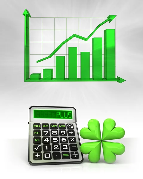 Happiness icon with positive business calculations with graph — Stock Photo, Image