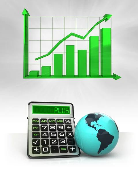 America globe with positive business calculations with graph — Stock Photo, Image
