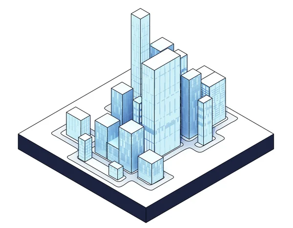 Isometric view to isolated office city — Stock Photo, Image