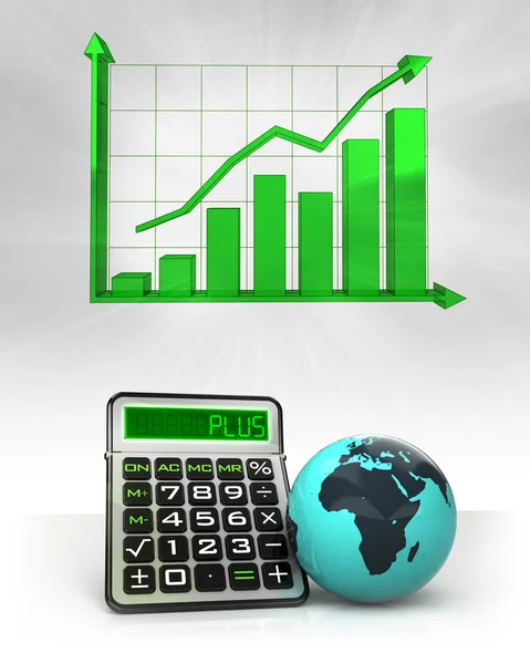 Africa globe with positive business calculations — Stock Photo, Image