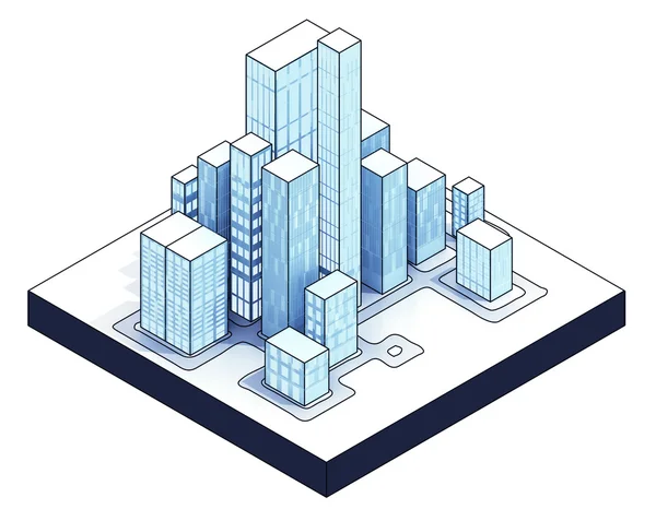 Isometric view to isolated office city — Stock Photo, Image