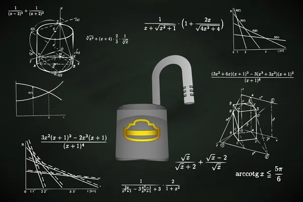 打开在黑板上的挂锁 — 图库矢量图片