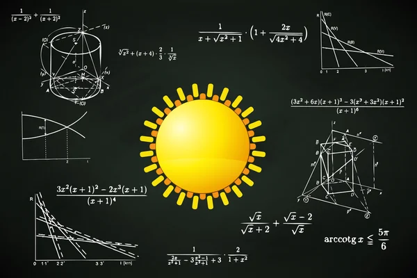 Sol amarelo no quadro negro — Vetor de Stock