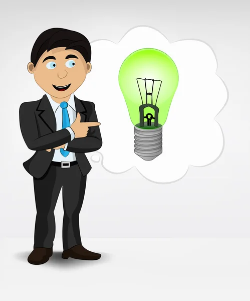 Green lightbulb in bubble idea concept — Stock Vector