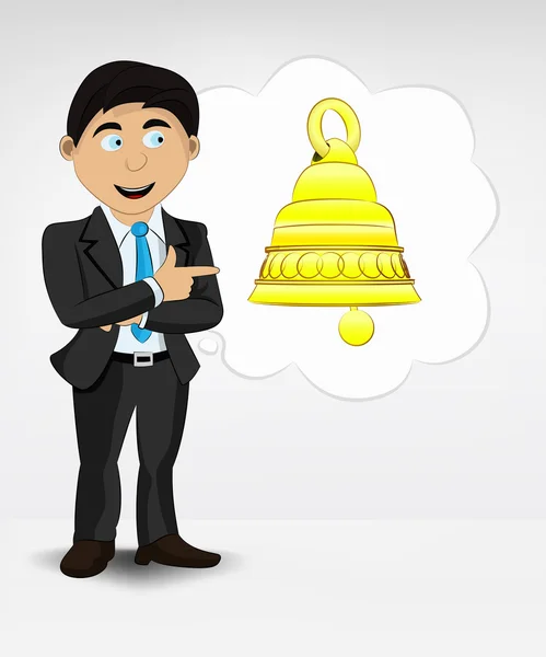 Golden bell in zeepbel idee concept — Stockvector