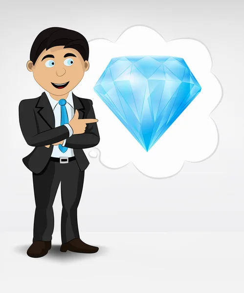 Diamante azul em conceito de ideia bolha — Vetor de Stock