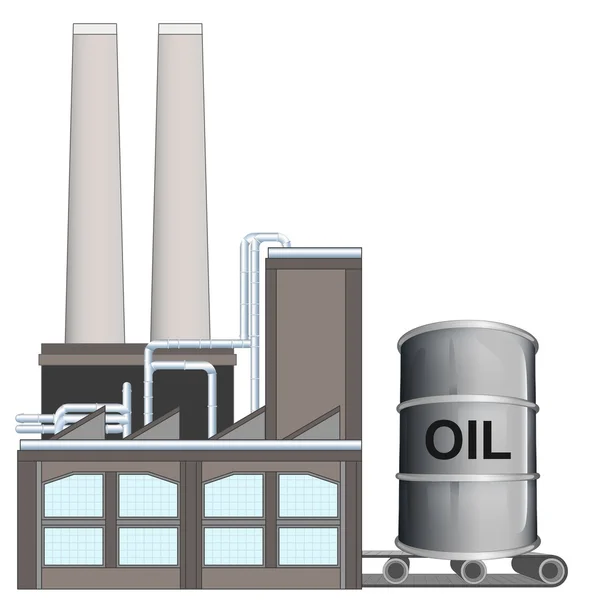 Barril de petróleo en la correa de transporte de fábrica — Archivo Imágenes Vectoriales