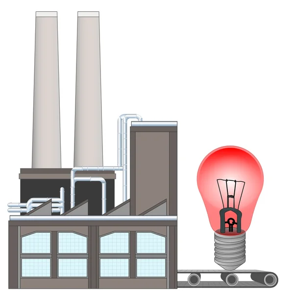 Красная лампочка на транспортном поясе завода — стоковый вектор