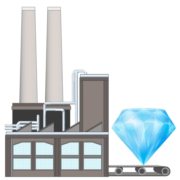 Diamant bleu sur la ceinture de transport usine — Image vectorielle