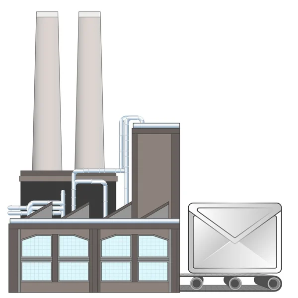 E-postmeddelande på fabriken transportbandet — Stock vektor