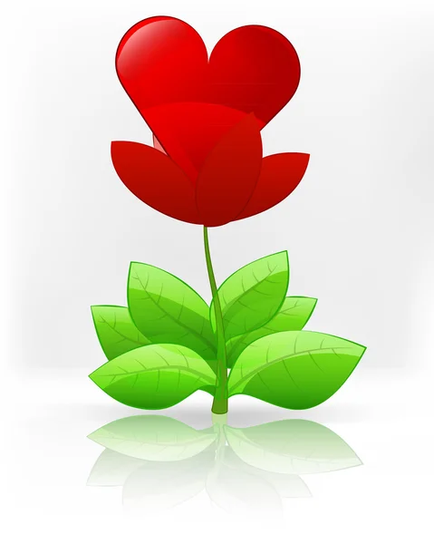 红色的心朵红色的花盛开 — 图库矢量图片