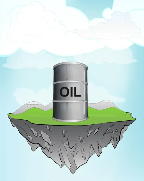 Barril de petróleo en isla voladora — Archivo Imágenes Vectoriales