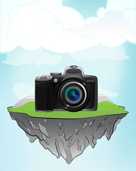 Caméra prise sur l'île volante — Image vectorielle