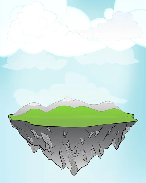 Floating land as flying island — Stock Vector