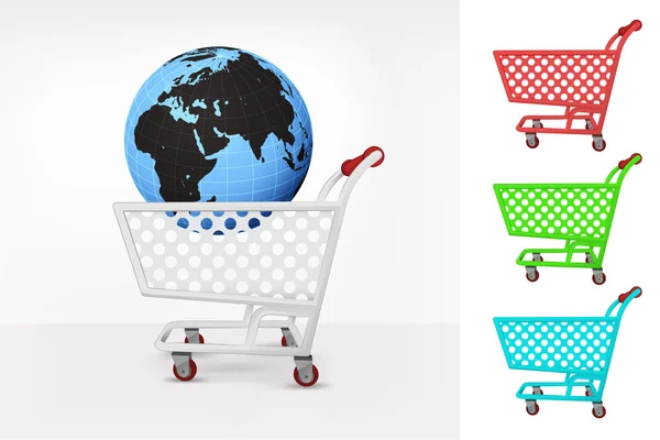 Africa world globe in shopping cart — Stock Vector