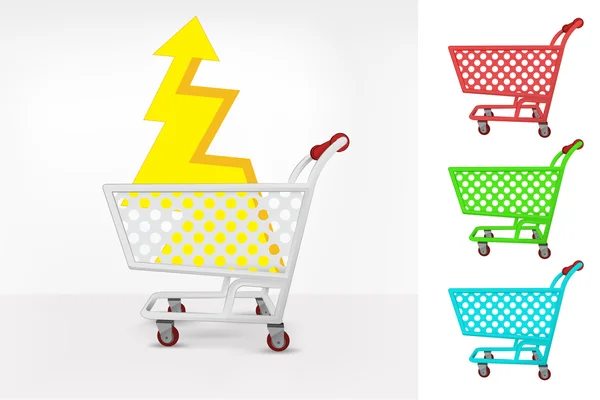 Relámpago en el carrito de compras — Vector de stock