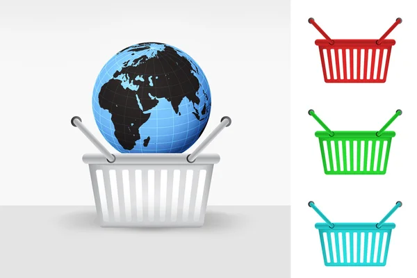 Africa world globe in shopping basket — Stock Vector