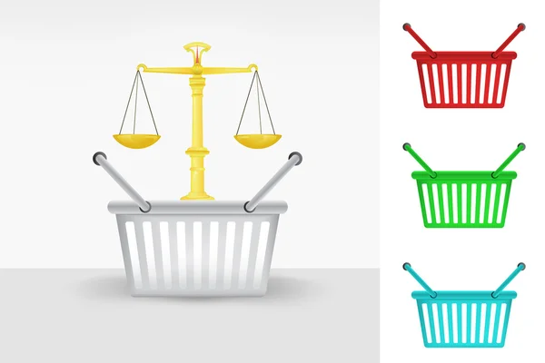 Trade weight in shopping basket — Stock Vector
