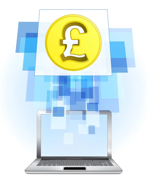 Pound coin in laptop — Stock Vector