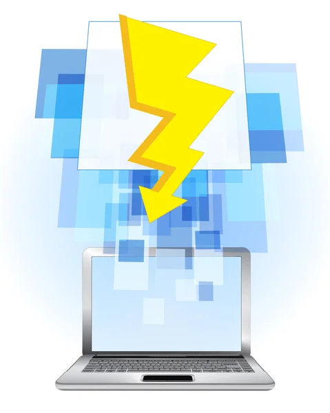 Lightning in laptop — Stock Vector