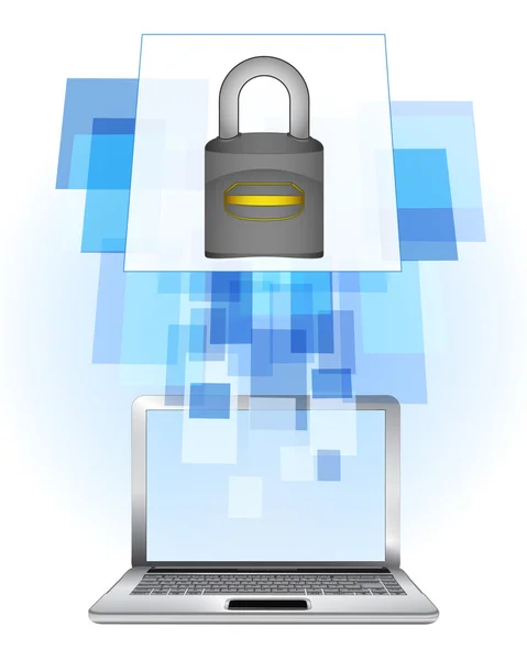 Padlock in laptop — Stock Vector