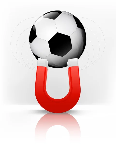 Football ball attracted with magnet — Wektor stockowy