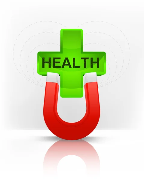 Health icon attracted with magnet — Stock Vector