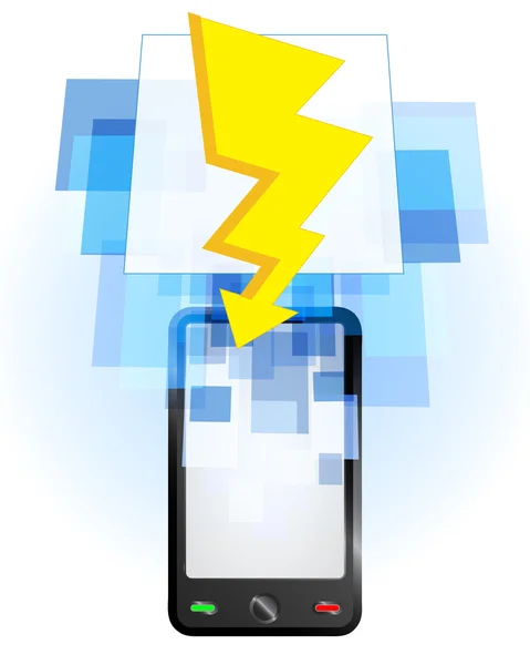 Lightning in mobile phone — Stock Vector