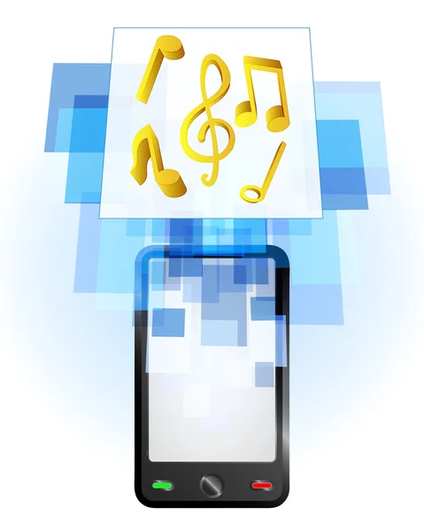 Muziek in mobiele telefoon — Stockvector