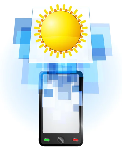 Summer sun in mobile phone — Stock Vector