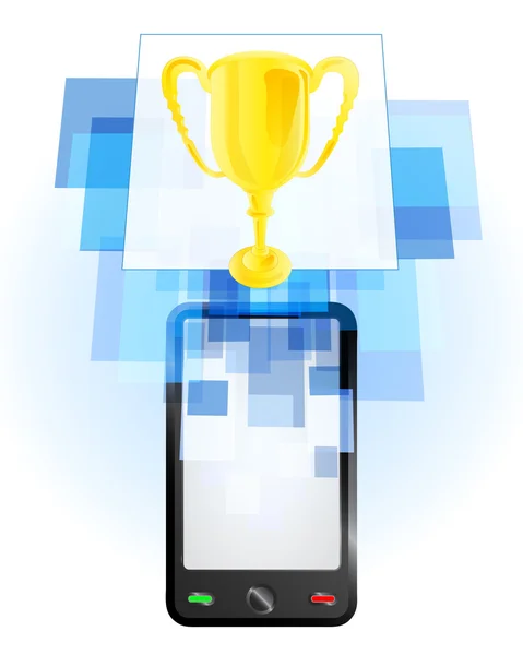 Champion cup i mobiltelefon — Stock vektor