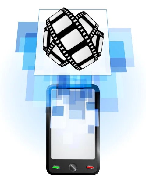 Movie tape in mobile phone — Stock Vector