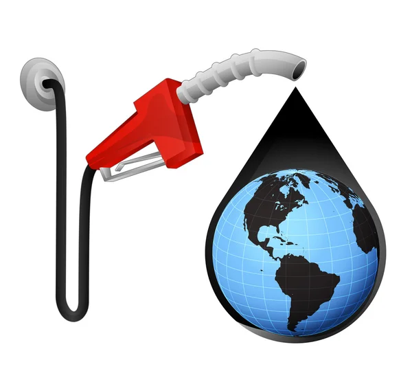 Amérique globe mondial en goutte de pétrole — Image vectorielle