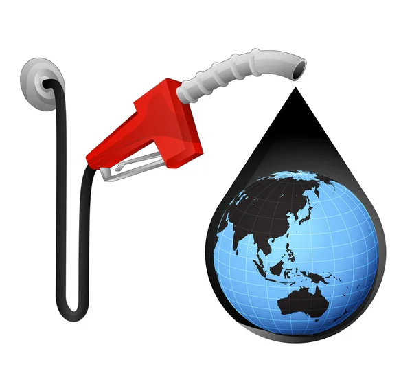 Ásia globo mundial em queda de petróleo —  Vetores de Stock