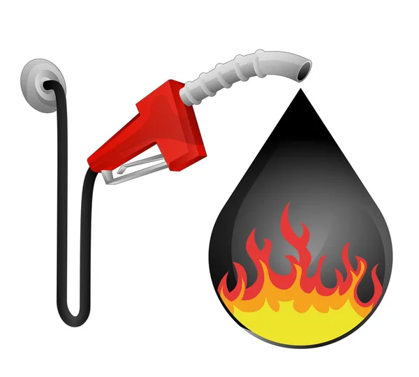 Chamas de fogo em gota de óleo — Vetor de Stock