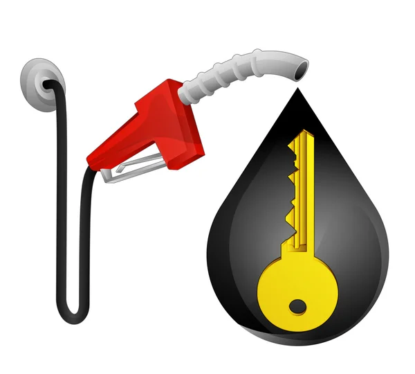 Złoty klucz w kropli oleju — Wektor stockowy
