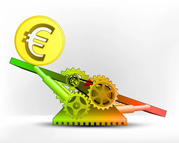 Moneda en euros en la zona verde — Vector de stock