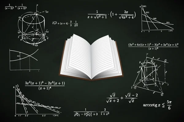 Otevřít knihu na tabuli s matematické výpočty vektor Royalty Free Stock Ilustrace