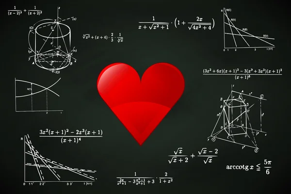 Red heart on blackboard — Stock Vector