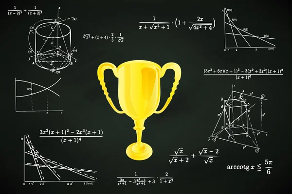 Golden cup on blackboard Royalty Free Stock Vectors