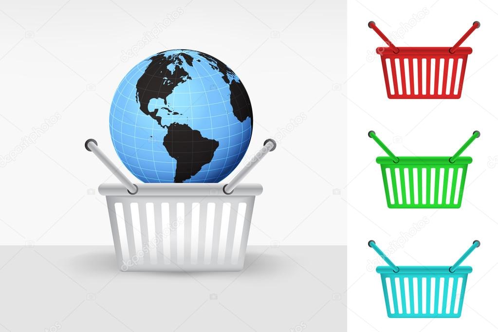 America world globe in shopping basket