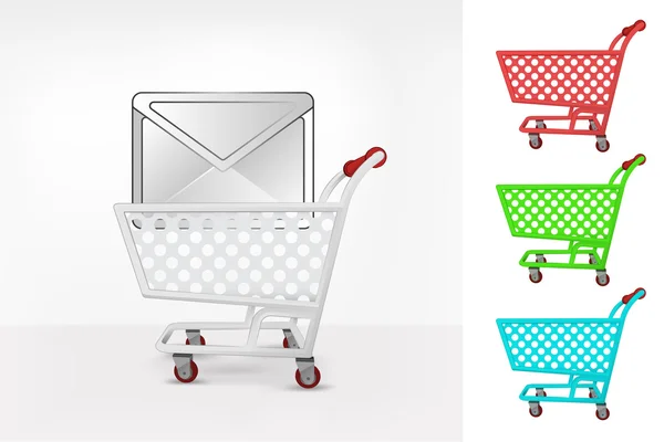 Email message in shopping cart — Stock Vector