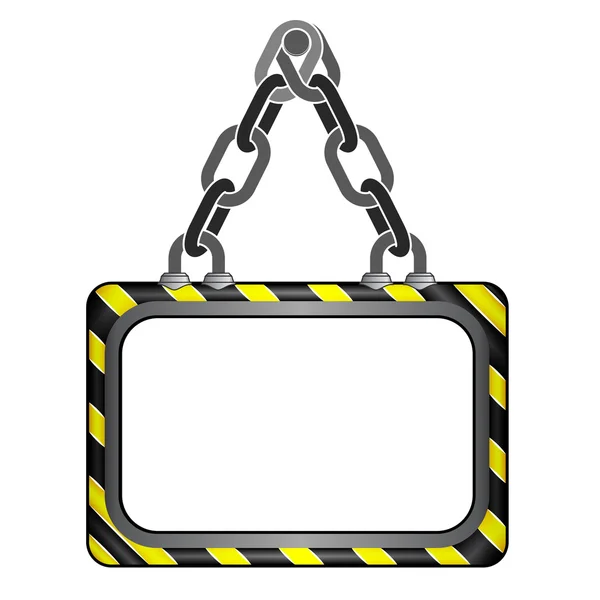 Center hanged black yellow striped chain board vector template — Stock Vector